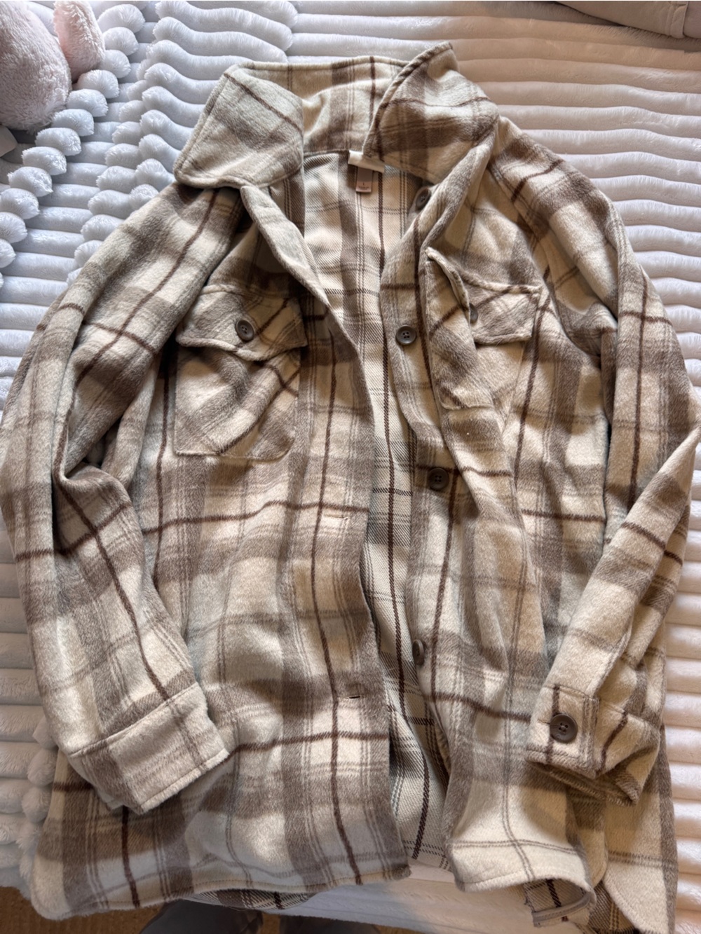 Knox Rose Beige and Brown Plaid Utility Jacket